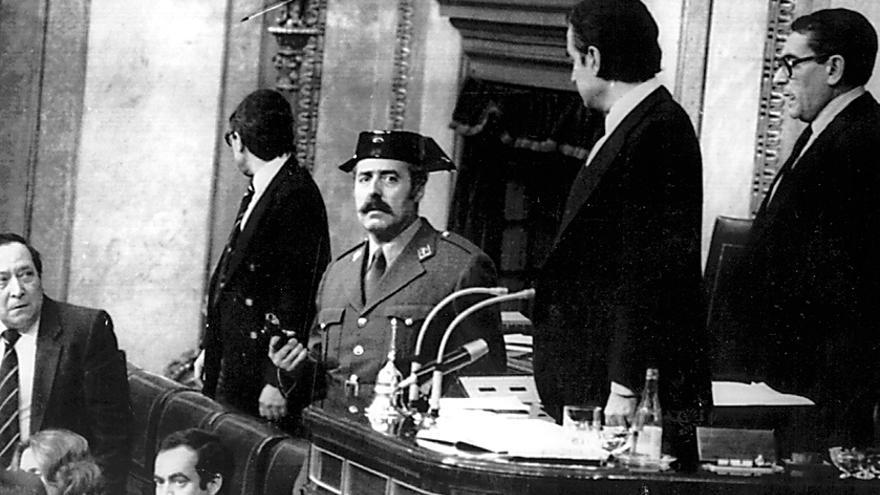 Antonio Tejero durante el golpe de Estado.