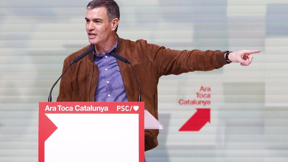 Pedro Sánchez, durante su intervención en el Congreso del PSC este domingo en Barcelona.