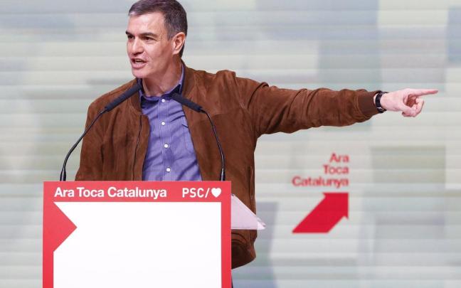Pedro Sánchez, durante su intervención en el Congreso del PSC este domingo en Barcelona.