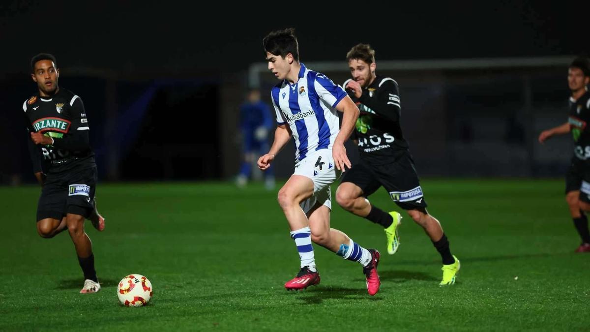 Javier Soroeta en un partido con la Real C. Real Sociedad
