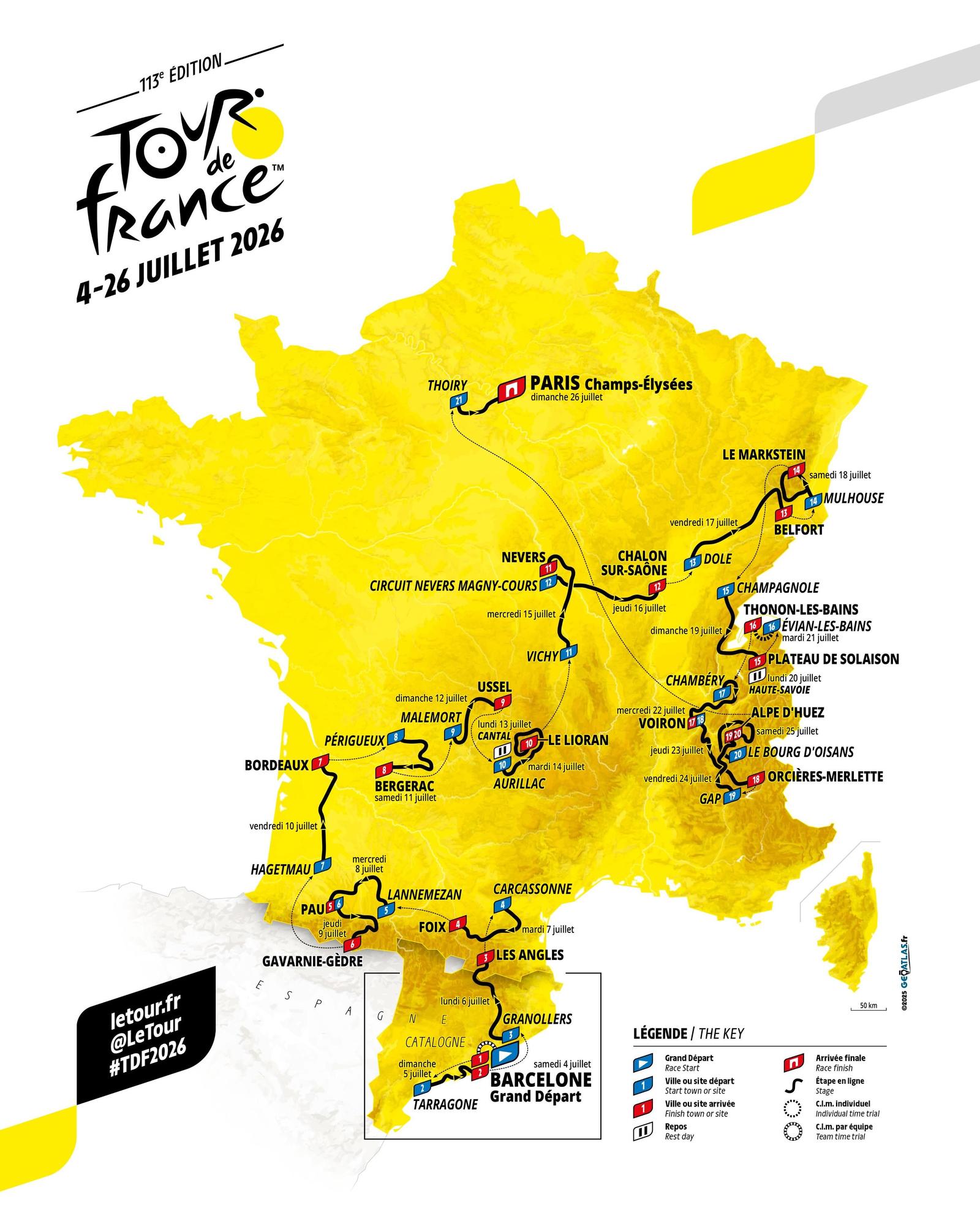 Recorrido del Tour de Francia 2026.
