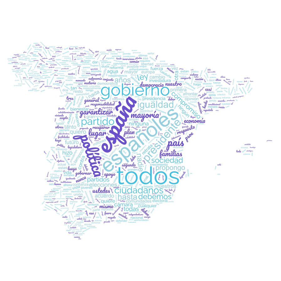 Las palabras más repetidas por Feijóo durante su discurso.