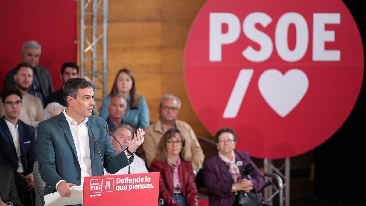 Pedro Sánchez en un acto en Albacete.