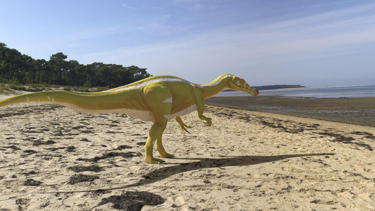 Recreación artística de un ejemplar de una nueva especie de dinosaurio descubierta en Castellón.