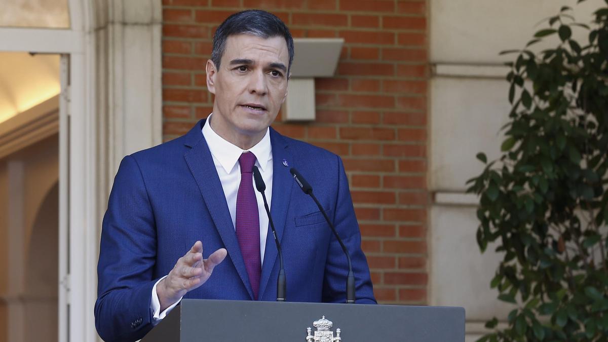 Pedro Sánchez, durante una comparecencia en la Moncloa.