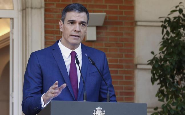 Pedro Sánchez, durante una comparecencia en la Moncloa.