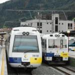 Unidades de la línea de FEVE en la estación de Balmaseda que darán servicios nuevos en el valle de Karrantza 