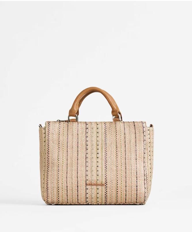 Bolso de mano multicolor de El Corte Inglés.