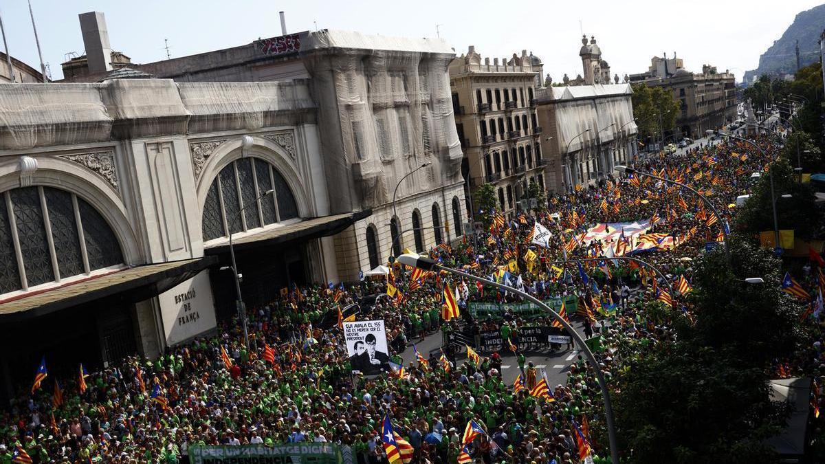 Manifestación independentista organizada por la ANC en Barcelona por la Diada del 11 de Septiembre.