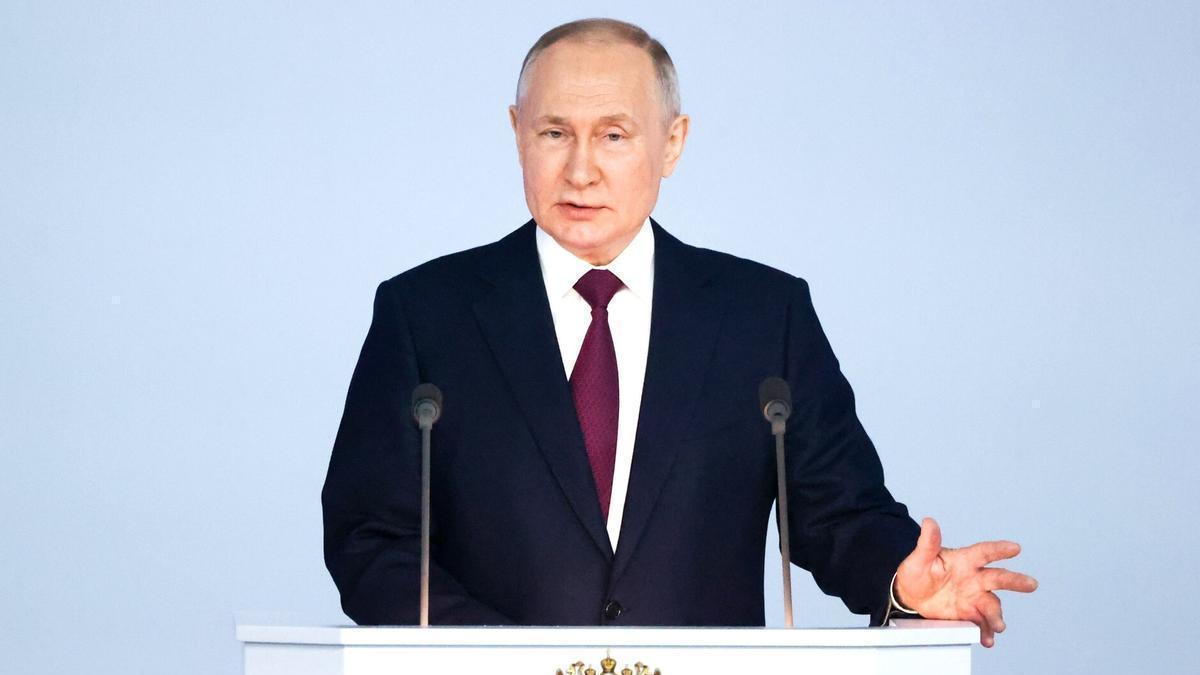 El presidente de Rusia, Vladimir Putin, durante un discurso.