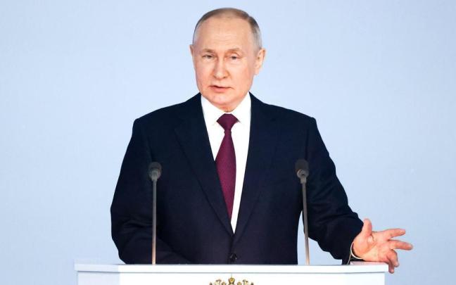 El presidente de Rusia, Vladimir Putin, durante un discurso.