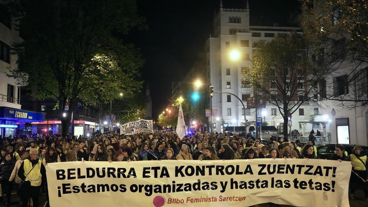Manifestación en Euskadi contra la violencia machista.