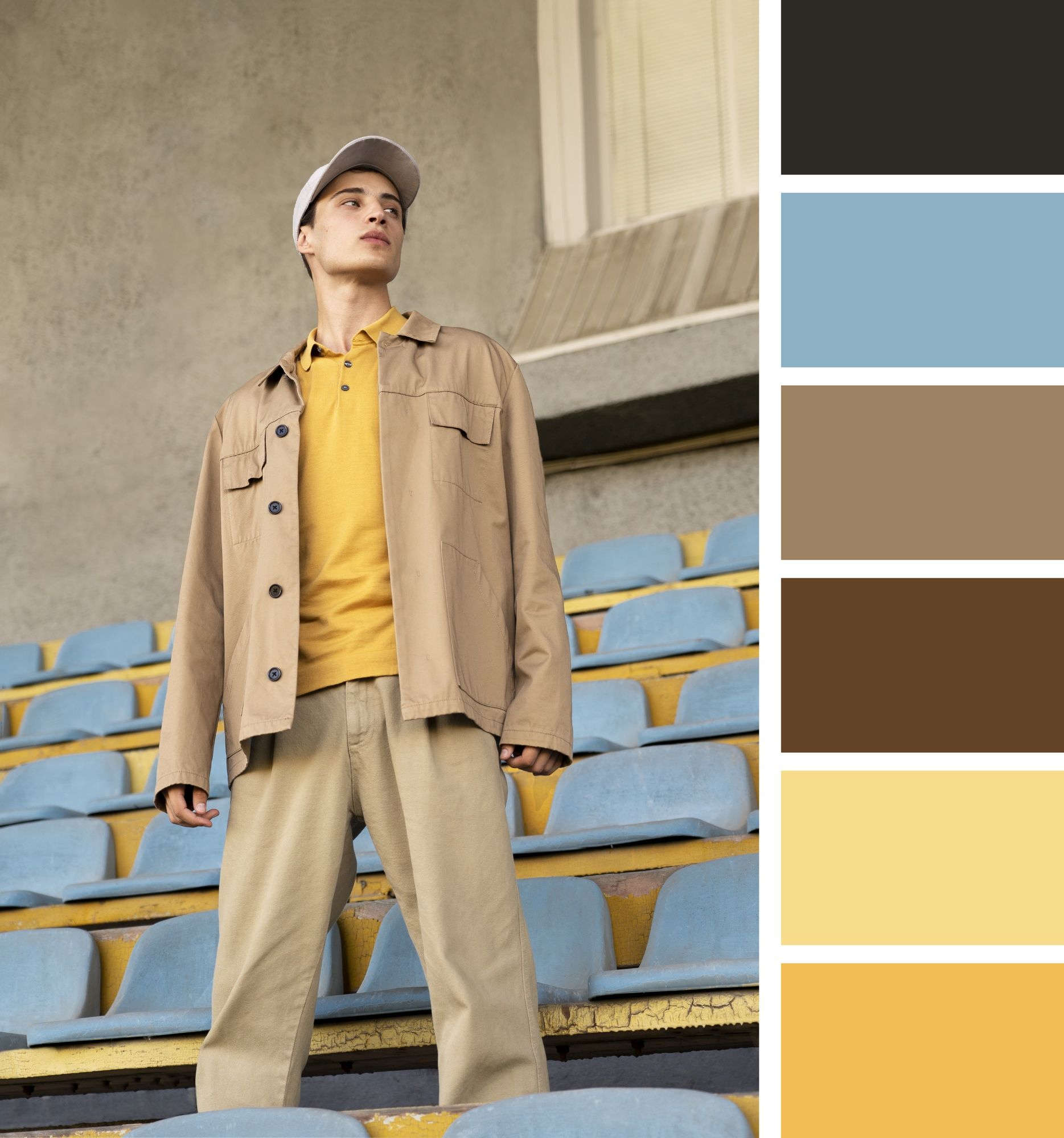 Un hombre luce un vestuario adecuado para una colorimetría de otoño.