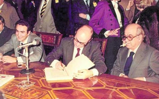 Firma del Acta de Aprobación del Concierto Económico con el País Vasco, de 29 de diciembre de 1980
