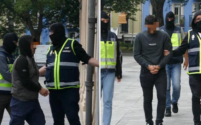 Dos de las detenciones de miembros de Indar Gorri practicadas este martes por Policía Nacional. Policía Nacional