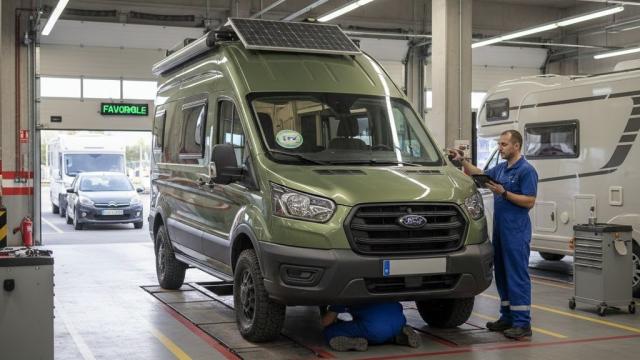 Furgoneta camperizada en una estación de Inspección Técnica de Vehículos