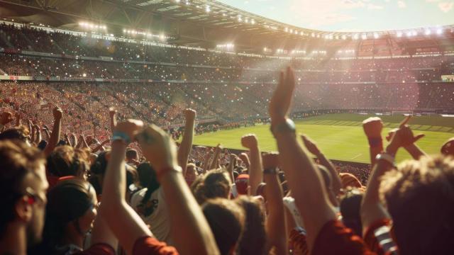 Aficionados animan a su equipo durante un partido de fútbol. Freepik