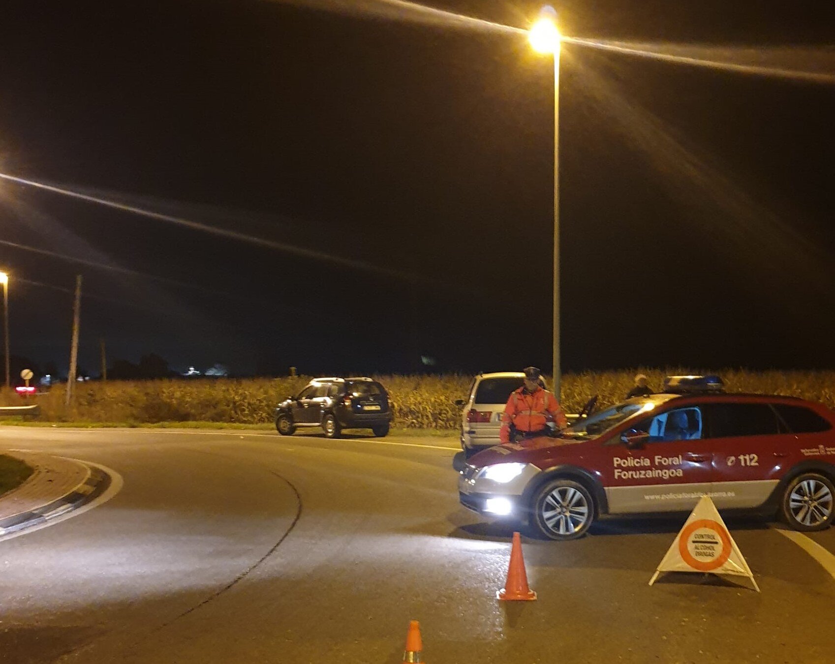 Imagen del control de la Policía Foral en Marcilla. Foto: Policía Foral
