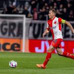 Jan Boril, capitán del Slavia, en un lance de ayer en Jablonec. / X SLAVIA PRAHA