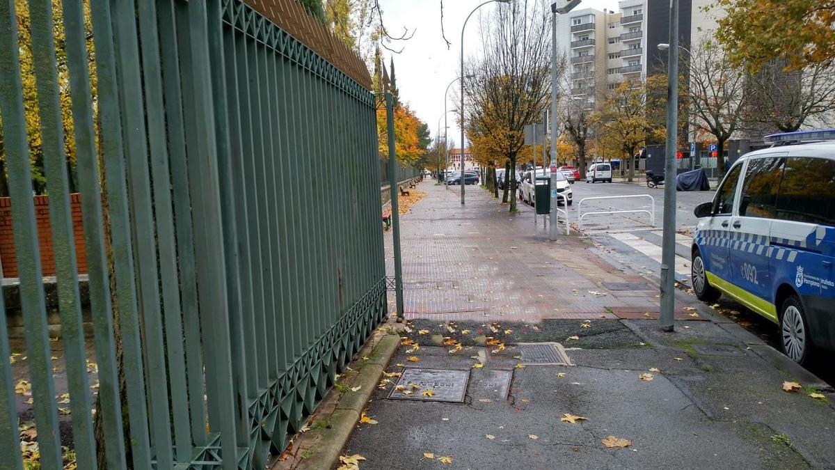 Acera de la Txantrea en la que tuvo lugar el atropello. Foto: Policía Municipal de Pamplona