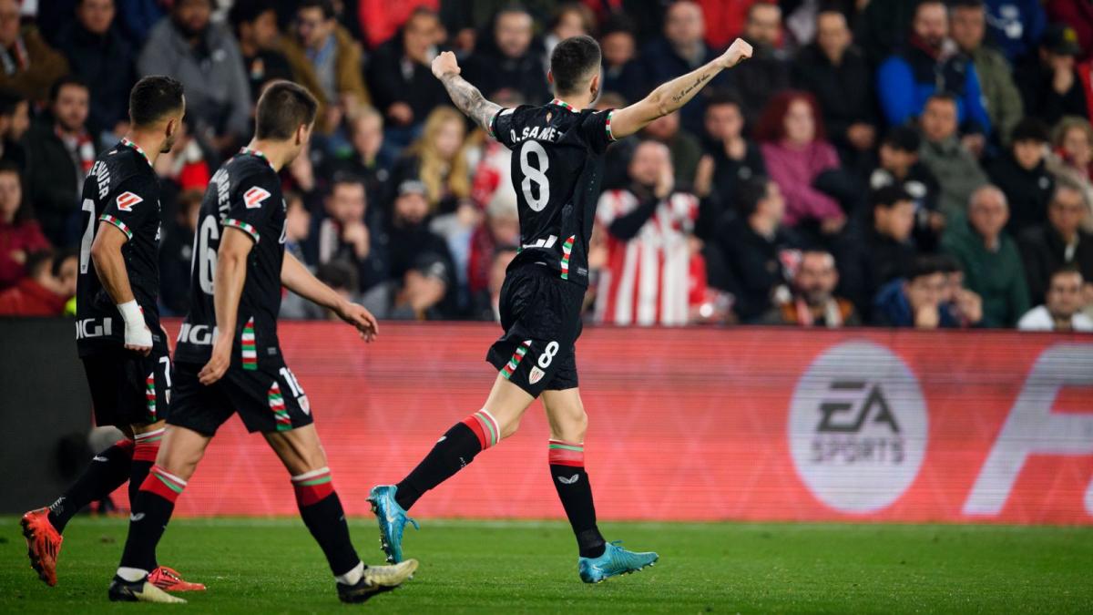 Oihan Sancet celebra un gol ante el Rayo Vallecano / Athletic Club