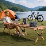 Generador portátil Bluetti siendo utilizado en una escapada de caravaning