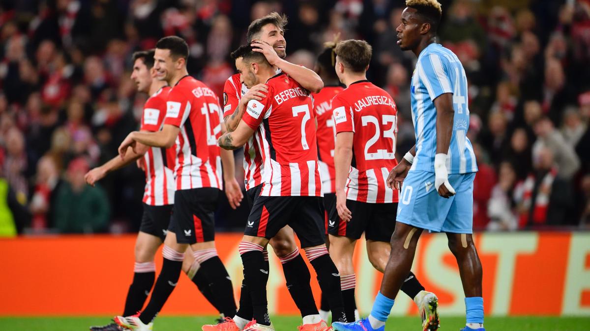 Yeray celebra su gol ayer en San Mamés / Athletic Club