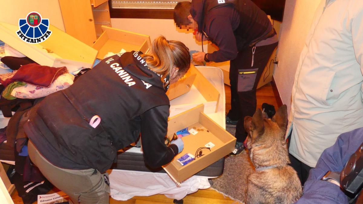 Agentes de la Ertzaintza realizando la inspección de una vivienda. X: @ERTZAINTZAEJGV