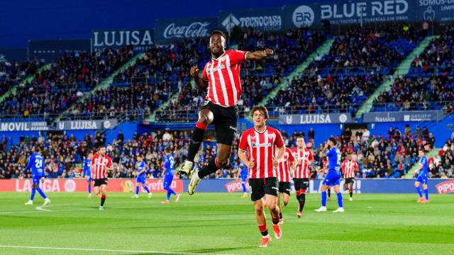 Iñaki Williams celebra sus goles en el Coliseum / Athletic Club