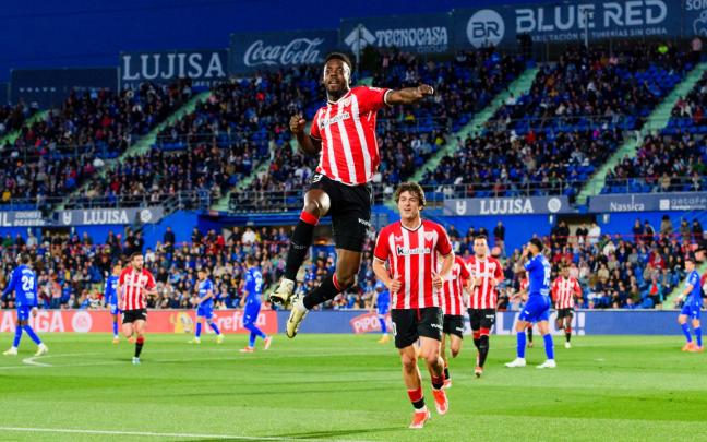 Iñaki Williams celebra sus goles en el Coliseum / Athletic Club