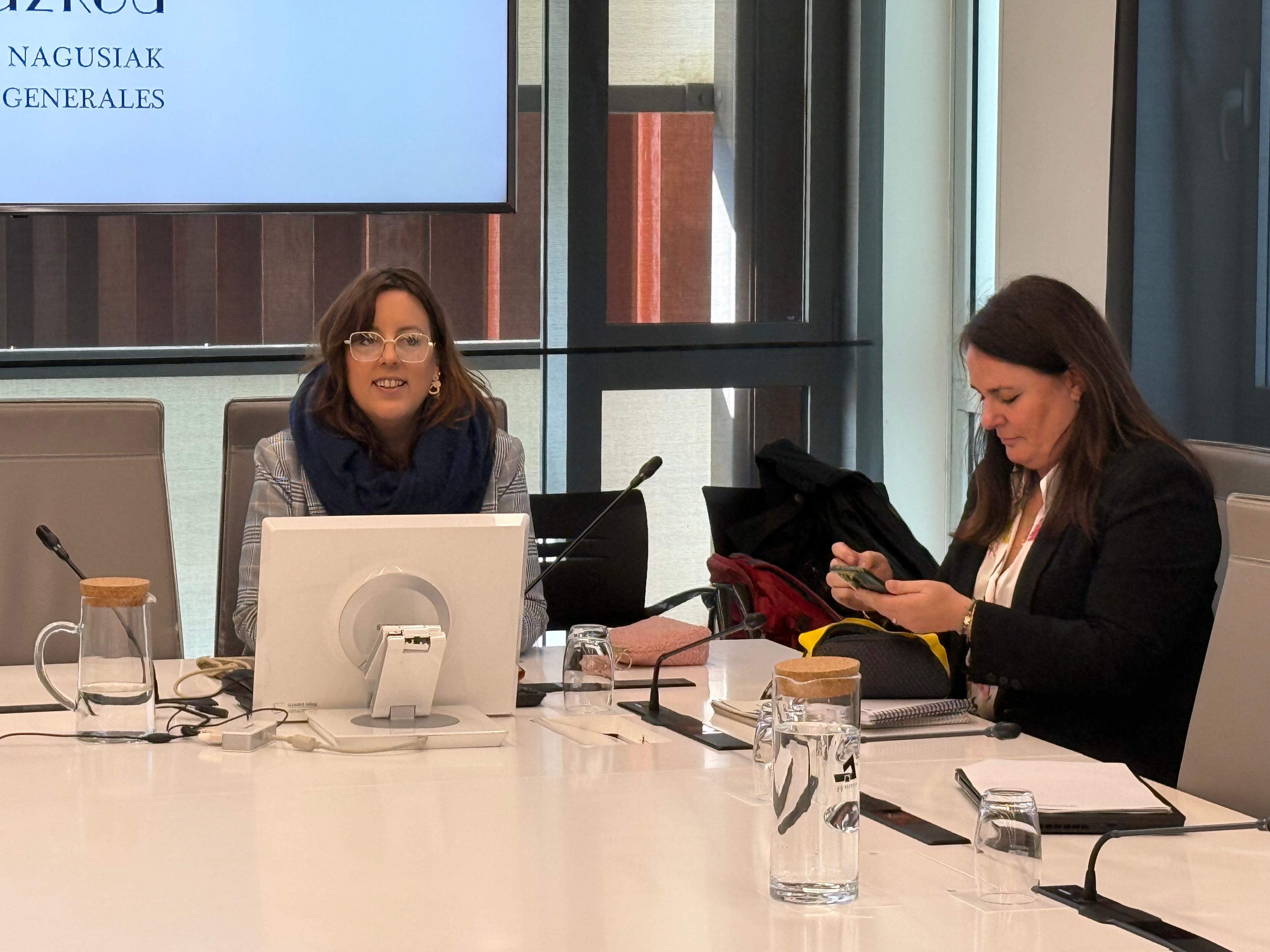 La diputada de Deportes, Goizane Álvarez, durante la comparecencia en JJGG esta mañana