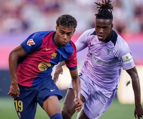 Lamine y Nico Williams en el último Barcelona - Athletic