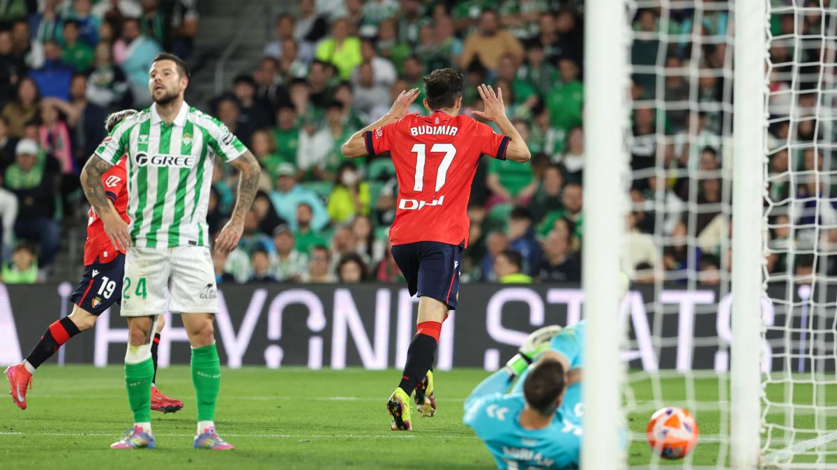 Ante Budimir celebrando su gol ante el Real Betis. Foto: CA OSASUNA