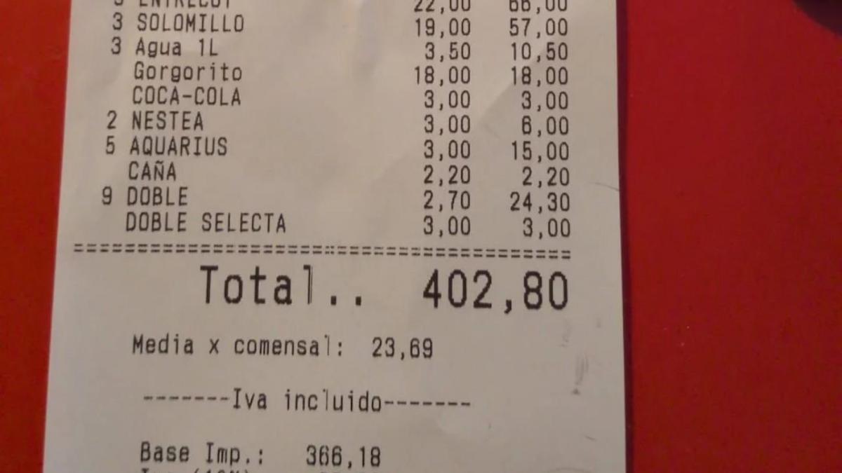 Cuenta del restaurante que no pagaron los comensales. X: @SOYCAMARERO