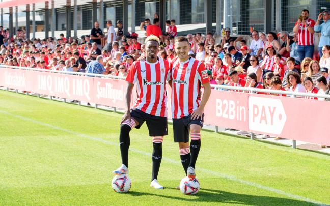 Álvaro Djaló y Andoni Gorosabel en la última sesión a puerta abierta / Athletic Club