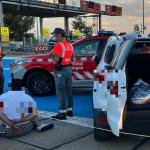 Momento de la detención en el peaje de Marcilla. Foto: Policía Foral