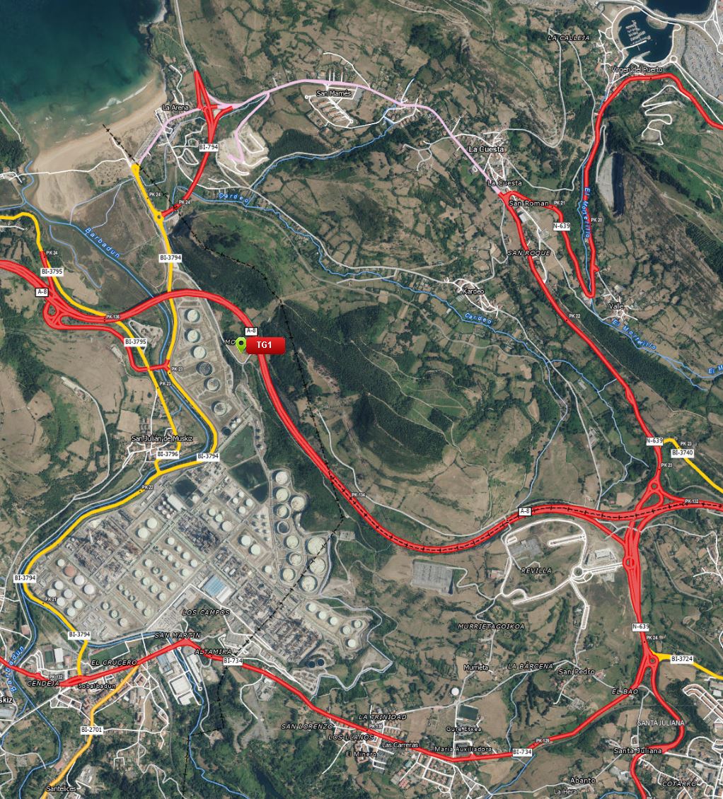 Imagen satélite de la A-8. X: @TRAFIKOAEJGV