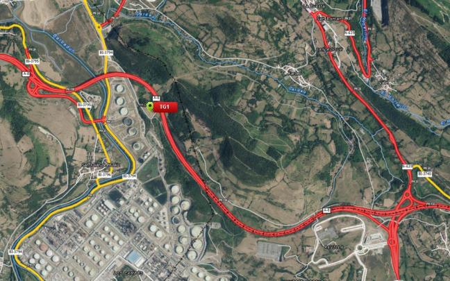 Imagen satélite de la A-8. X: @TRAFIKOAEJGV Imagen satélite de la A-8. X: @TRAFIKOAEJGV