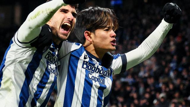 Guedes celebra su gol ante el Atlético de Madrid. REAL SOCIEDAD