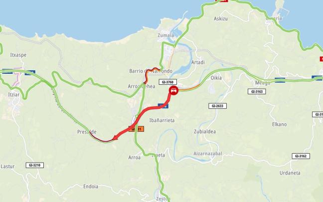 Punto del accidente | Fuente: Trafikoa (X)