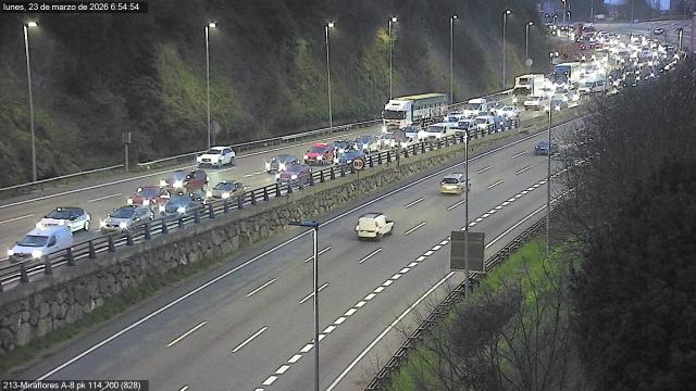 Imagen de las retenciones provocadas por el accidente | Fuente: @trafikoaEJGV (X)