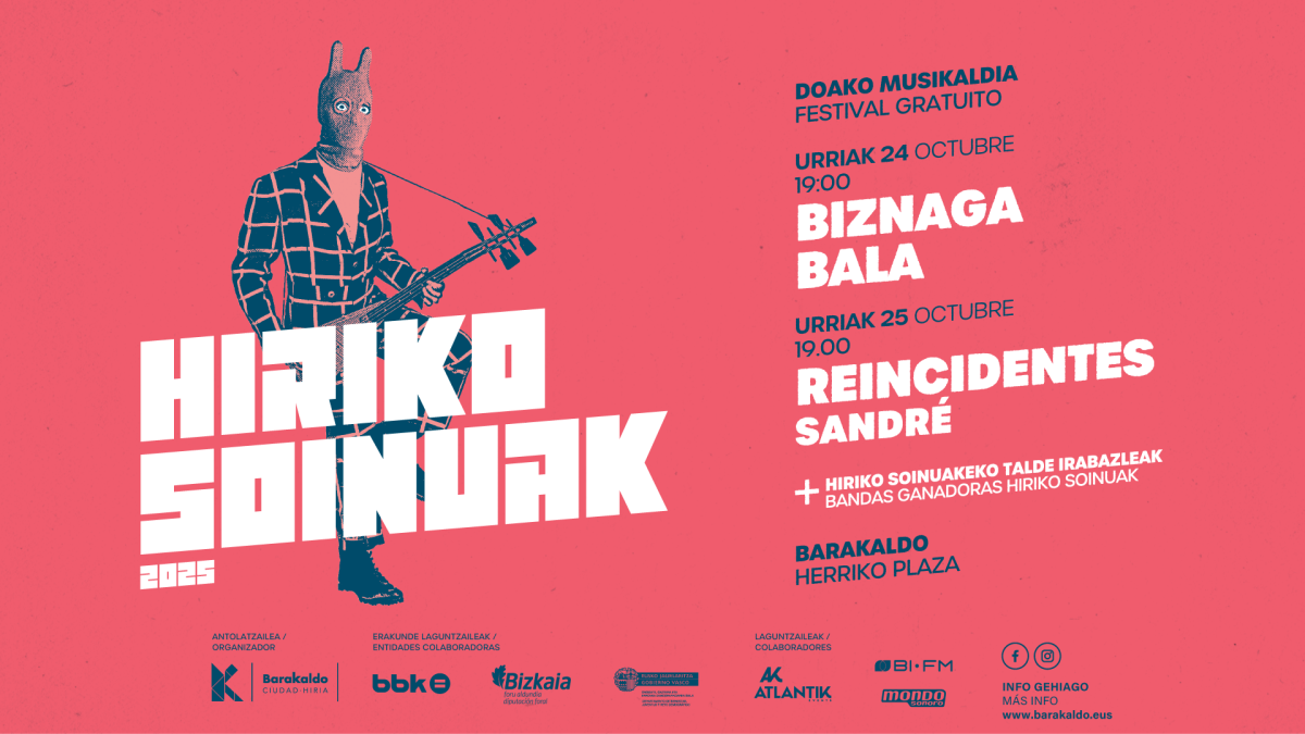 Los proyectos ganadores de las cuatro categorías del concurso de Hiriko Soinuak actuarán junto a los artistas mencionados