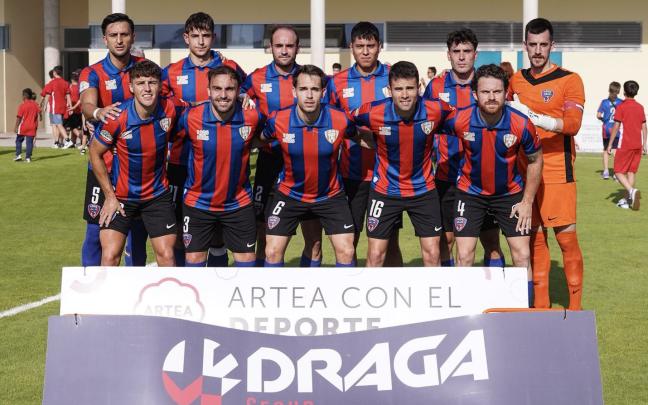 Imagen del once inicial del Leioa en la ida de los play-offs de ascenso /SD Leioa