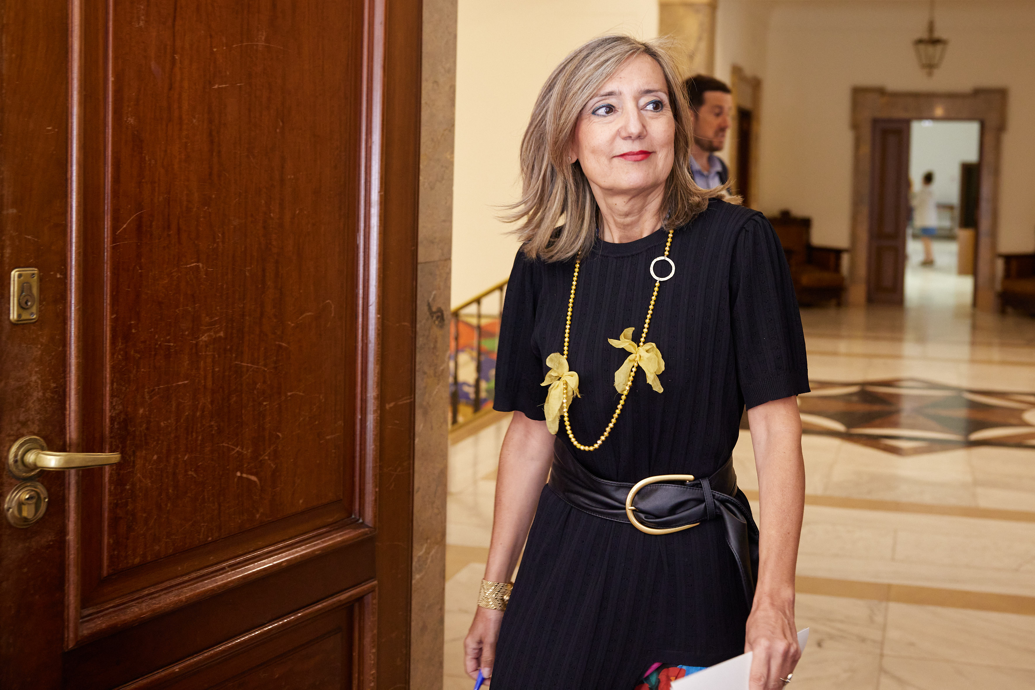 Cristina Ibarrola, en la rueda de prensa de balance de sus 100 días de gobierno. Foto: Ayuntamiento de Pamplona