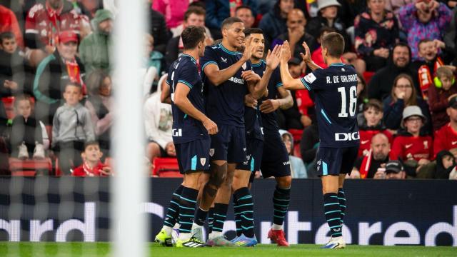 Maroan Sannadi celebra su gol en Anfield / Athletic Club Maroan Sannadi celebra su gol en Anfield / Athletic Club