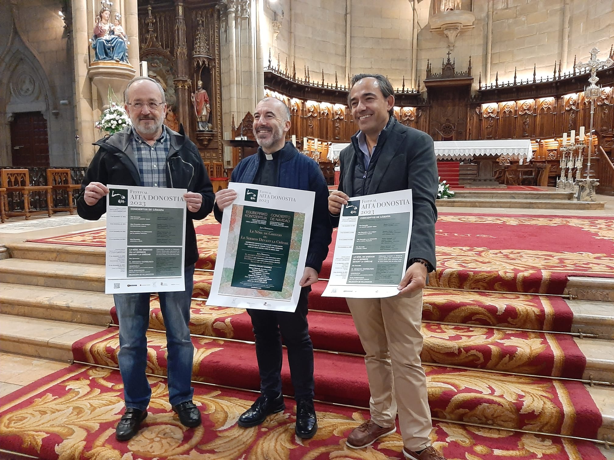Koldo Saragüeta, Jon Molina y Josu Okiñena, en la presentación del Festival Aita Donostia