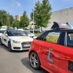 Protesta, esta mañana, de las autoescuelas de Gipuzkoa por las calles de Donostia