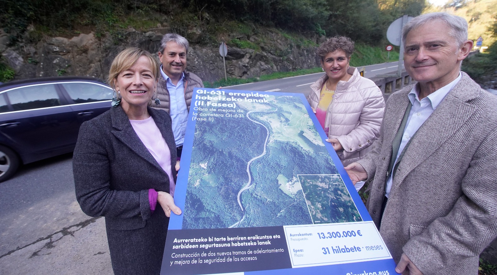 Presentación, esta mañana, de la segunda fase de las obras de mejora de la GI-631 entre Azkoitia y Urretxu