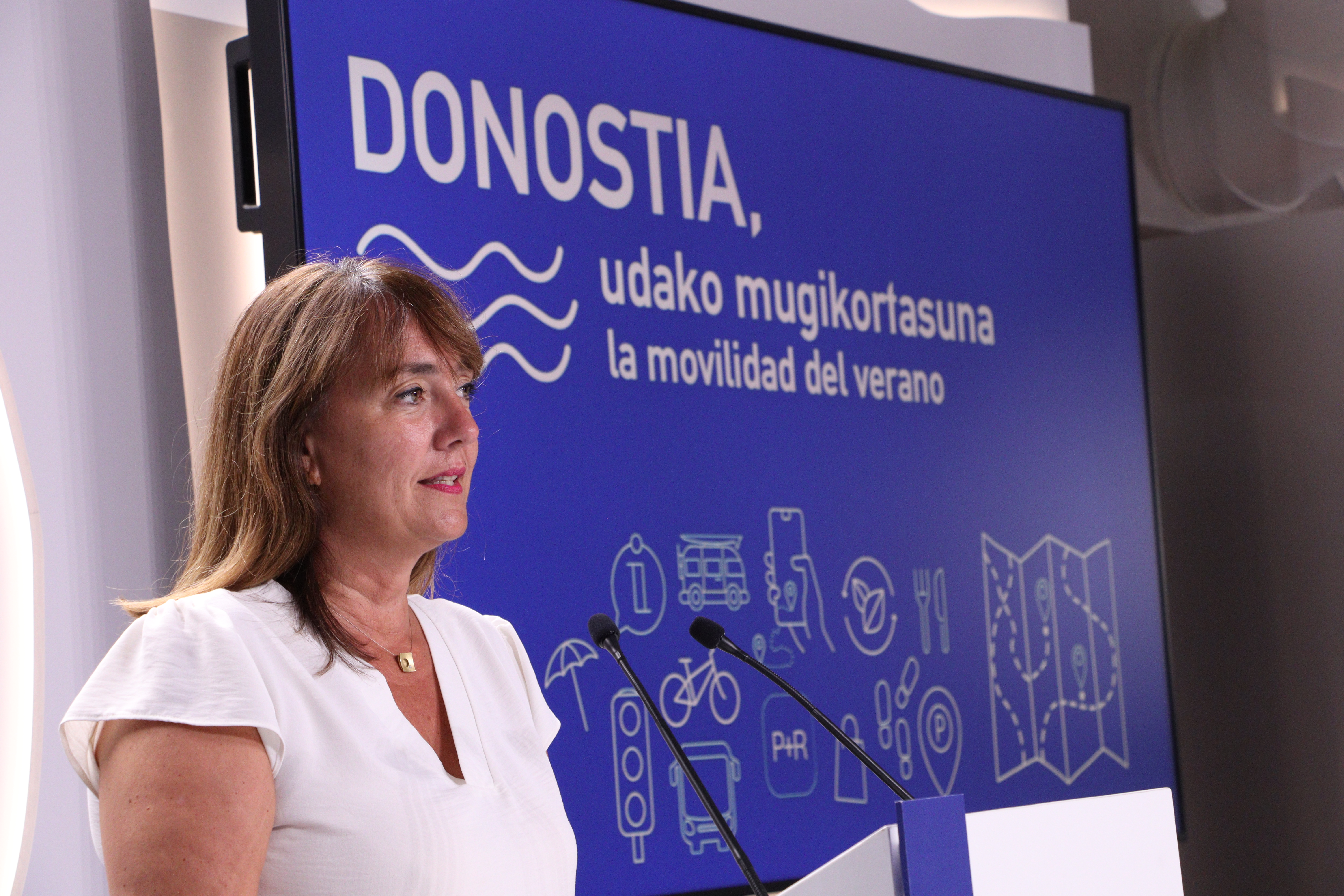 La concejala de movilidad y Transporte Sostenible, Olatz Yarza, en el balance sobre la movilidad de Donostia en el verano de 2024