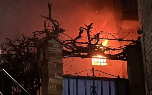 La vivienda afectada pro el incendio en Sesma. Bomberos de Navarra.
